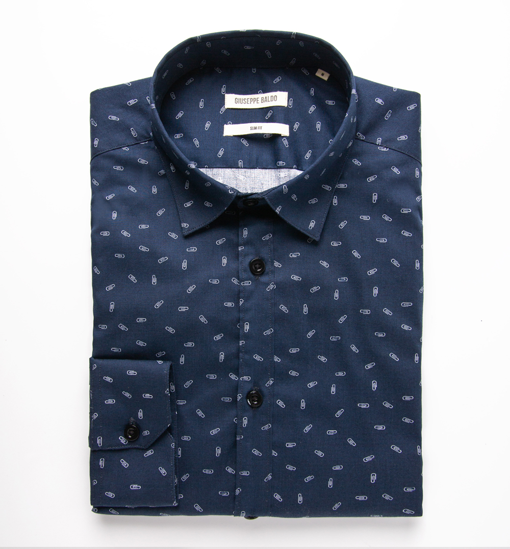 Azul clips blancos - Algodón con spandex